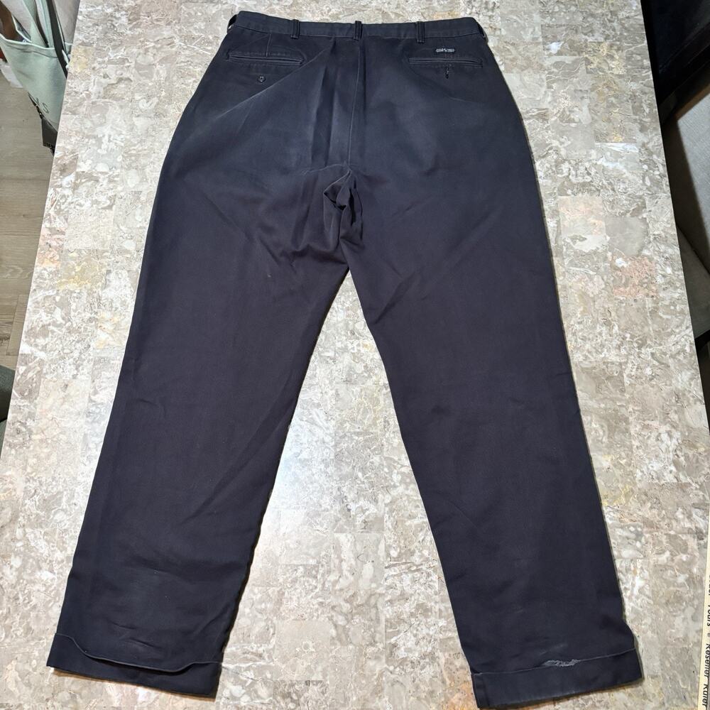 Polo Ralph Pants Mens 38x34 (fits 38x32) Black Hammond Pleated Cuffed Trouser - Picture 15 of 16